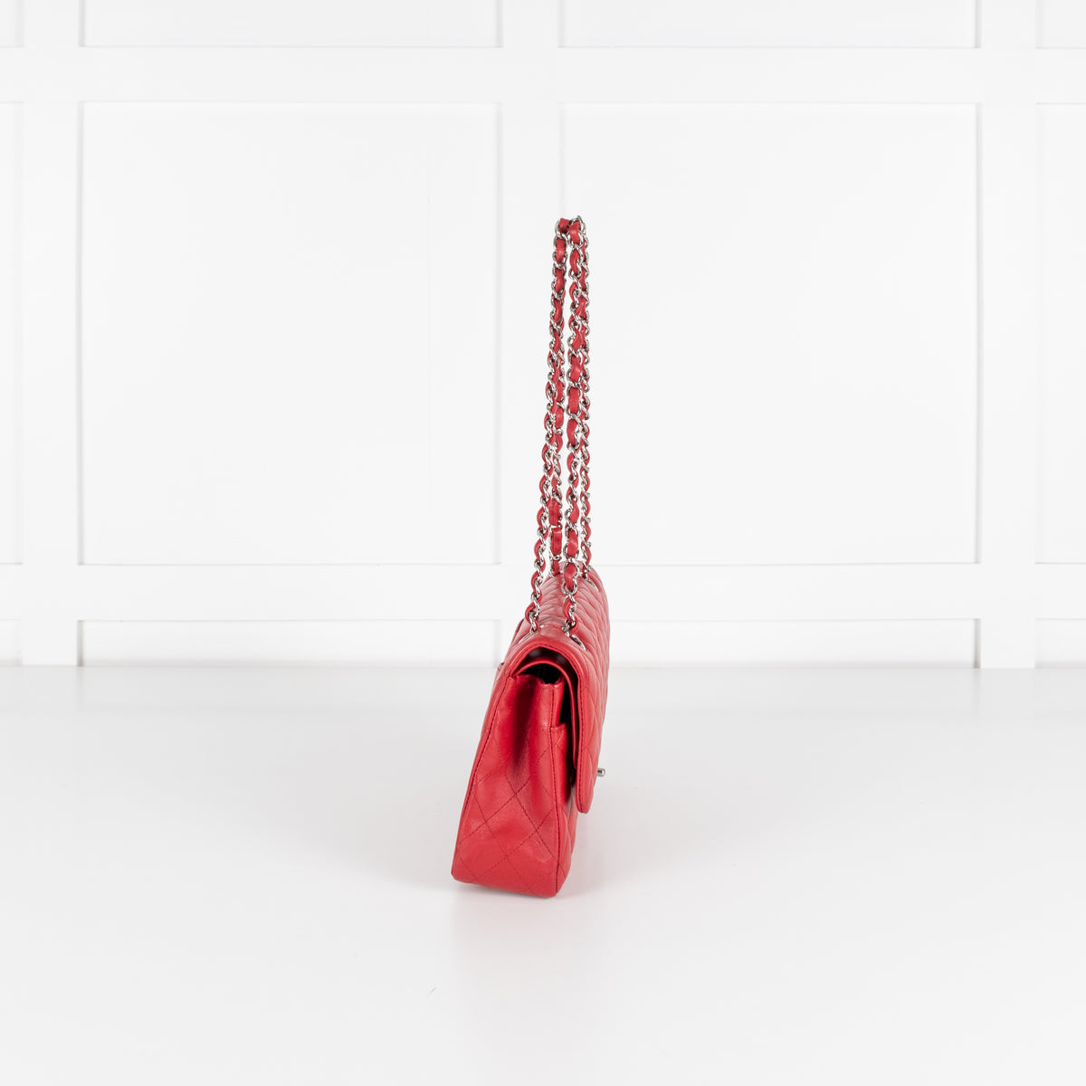 Chanel Red Lambskin Medium Double Flap with Silver Hardware