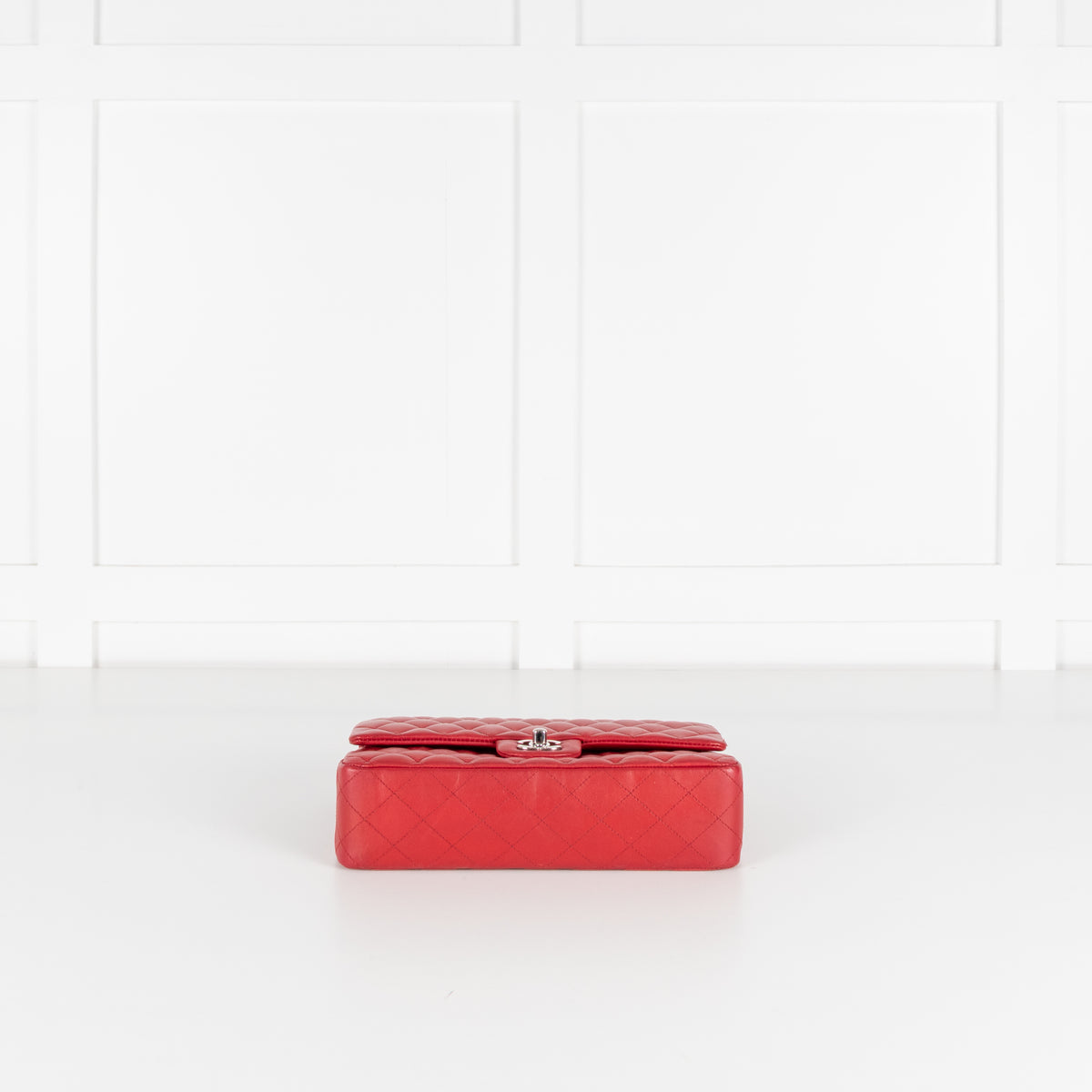 Chanel Red Lambskin Medium Double Flap with Silver Hardware
