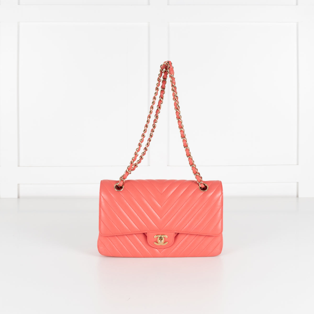 Chanel Coral Chevron Lambskin bag series 27