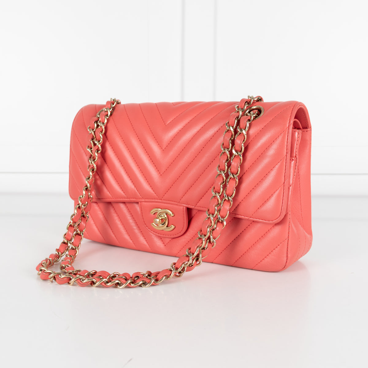 Chanel Coral Chevron Lambskin bag series 27