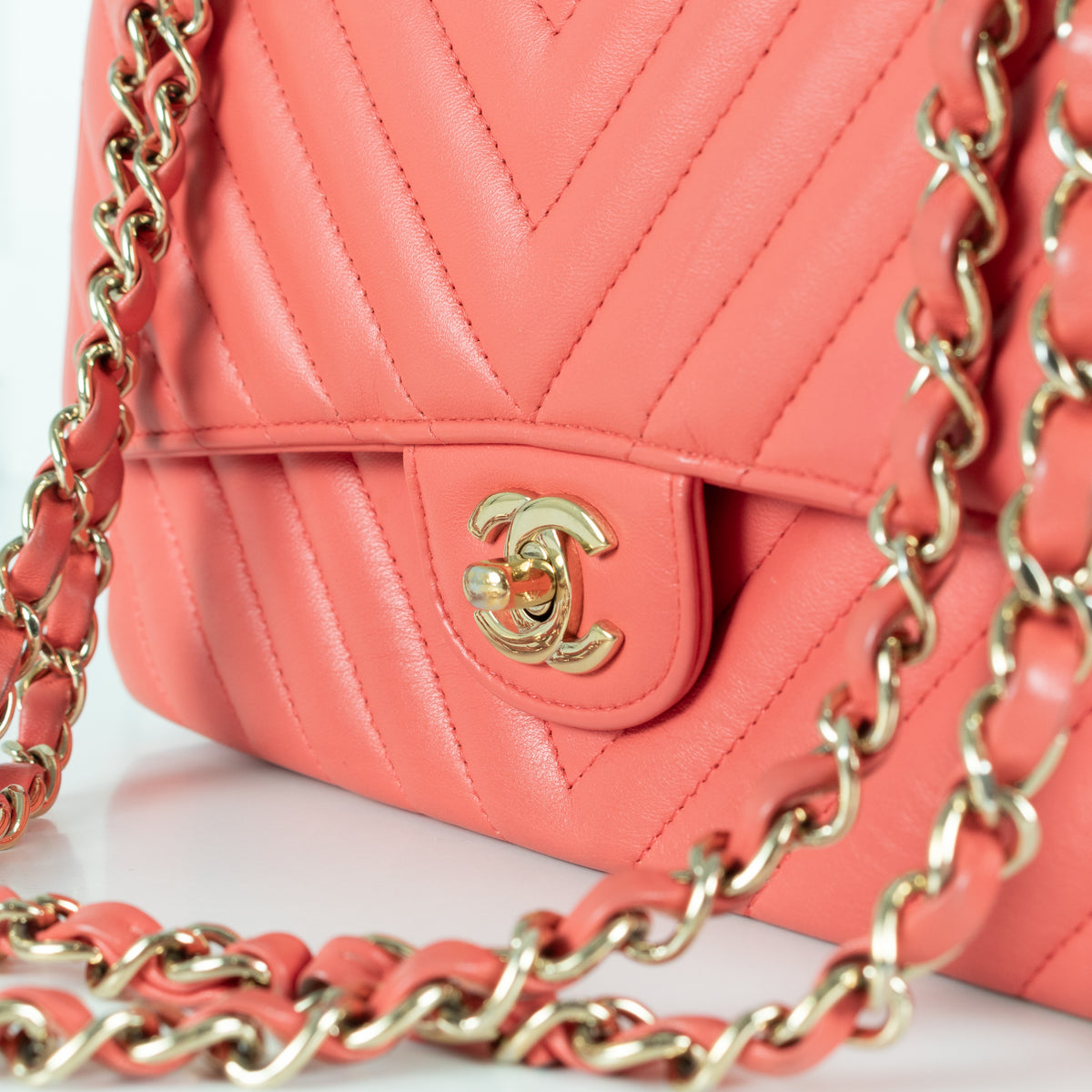 Chanel Coral Chevron Lambskin bag series 27
