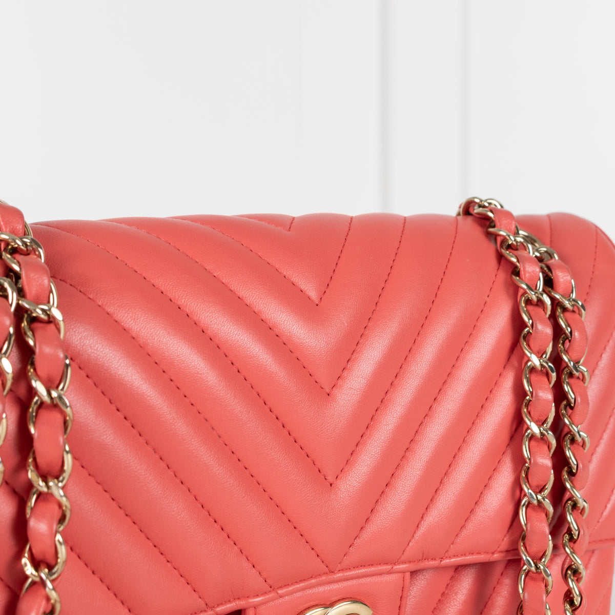 Chanel Coral Chevron Lambskin bag series 27