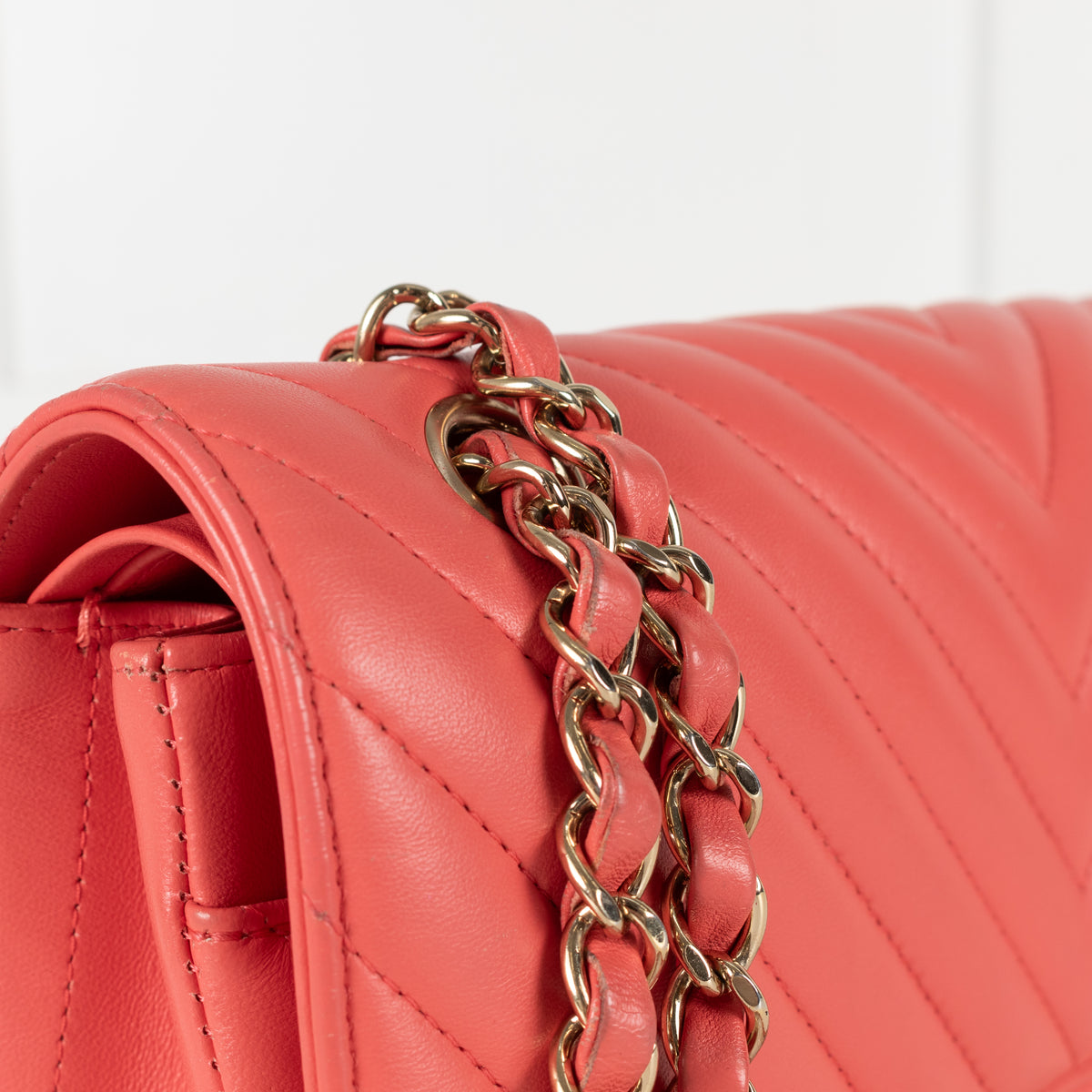Chanel Coral Chevron Lambskin bag series 27