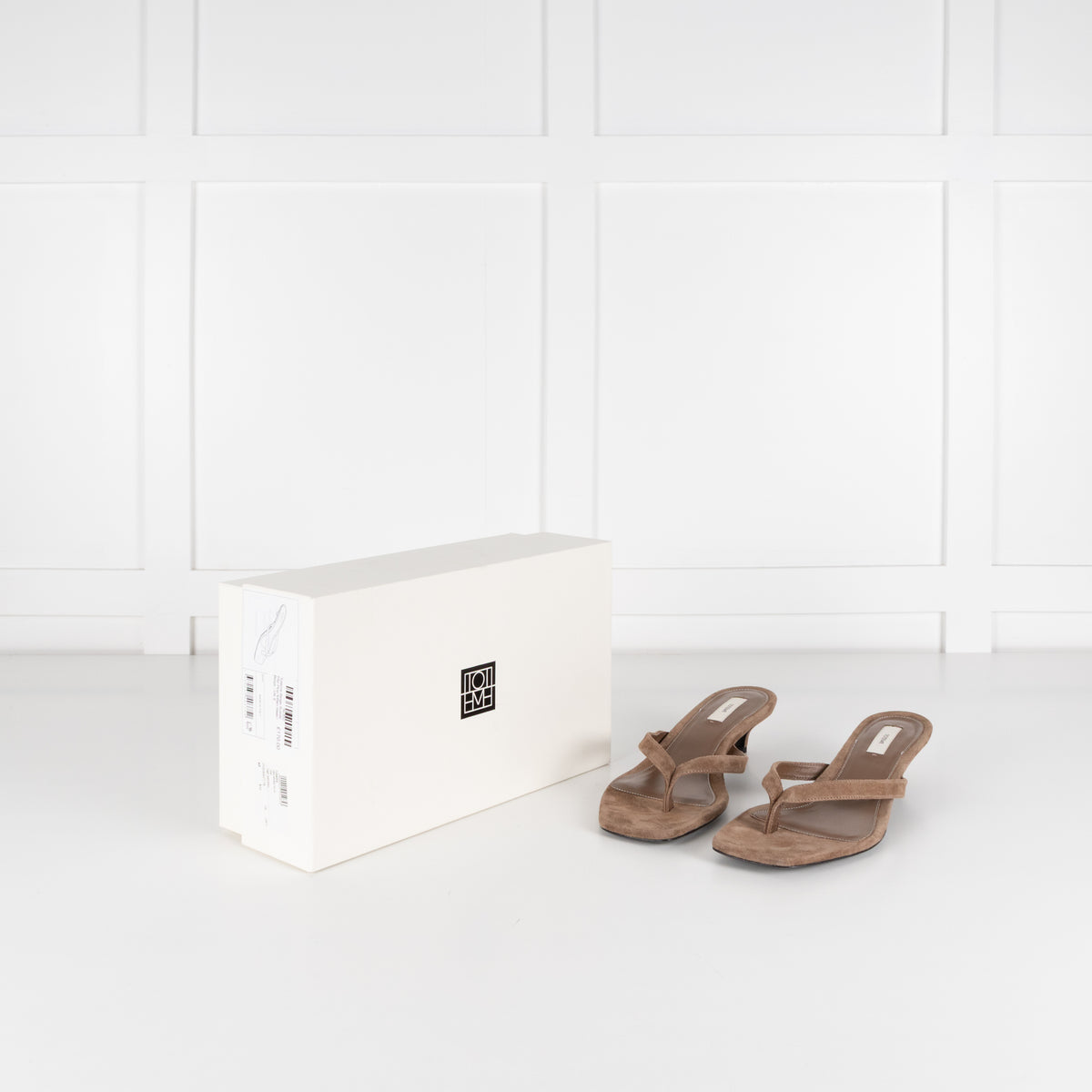 Toteme Beige Suede Flip Flop Kitten Heel