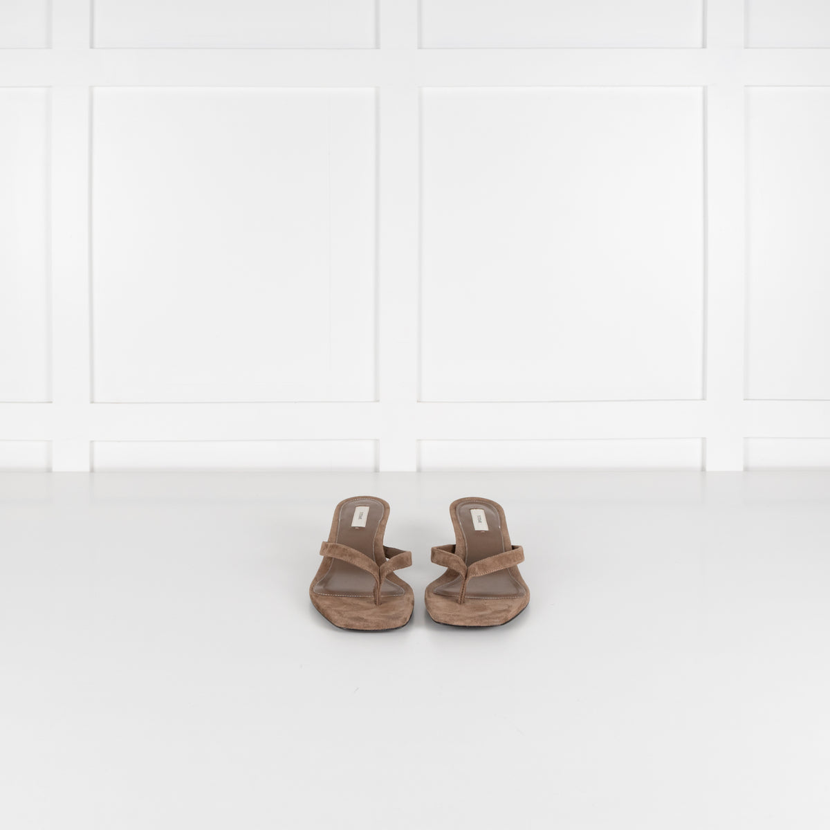 Toteme Beige Suede Flip Flop Kitten Heel