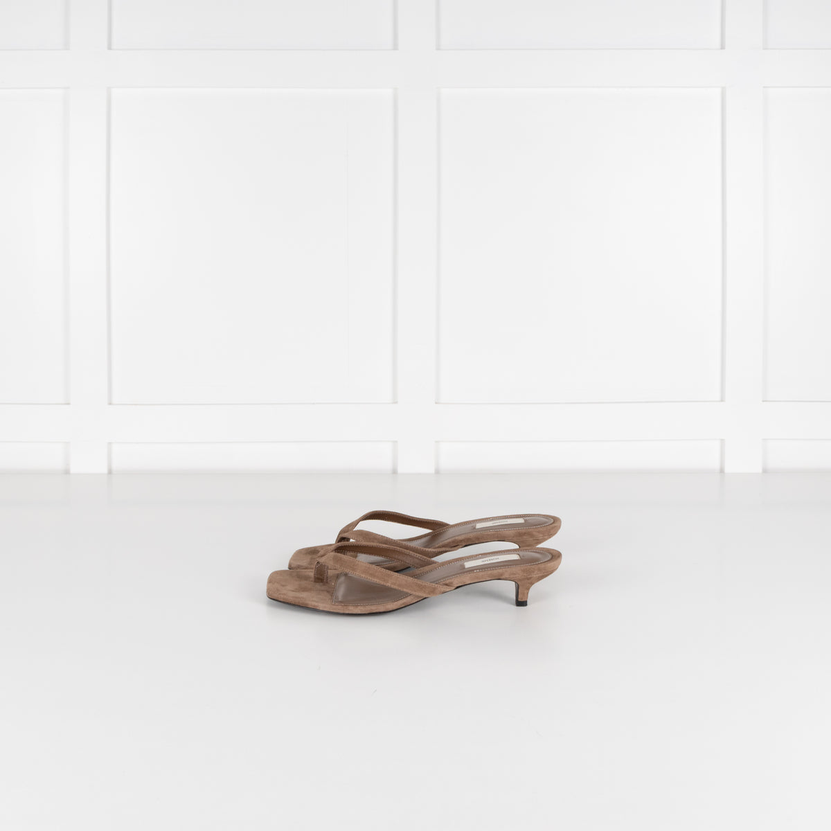 Toteme Beige Suede Flip Flop Kitten Heel