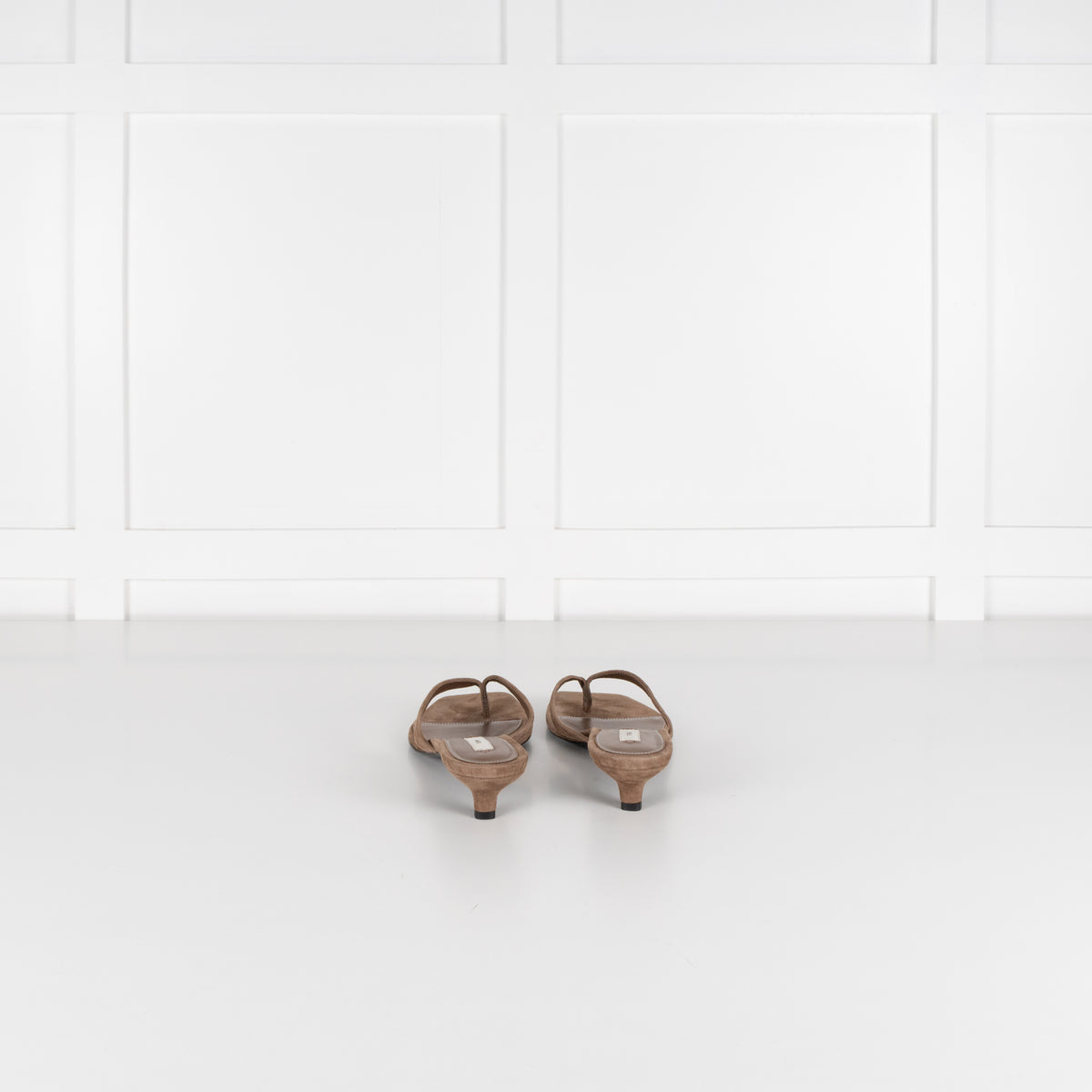 Toteme Beige Suede Flip Flop Kitten Heel