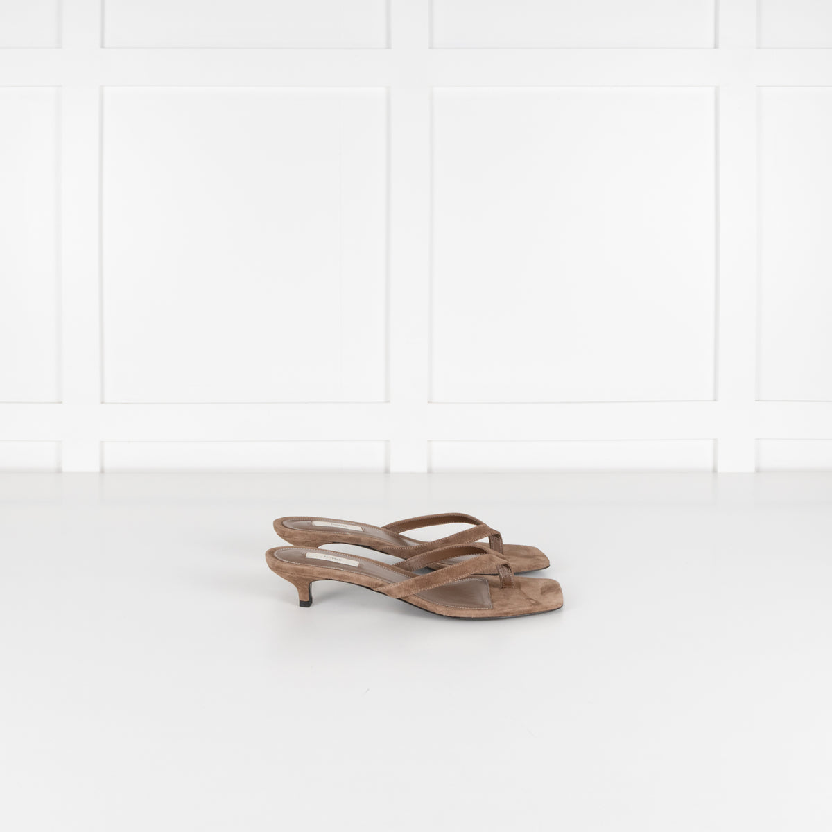Toteme Beige Suede Flip Flop Kitten Heel