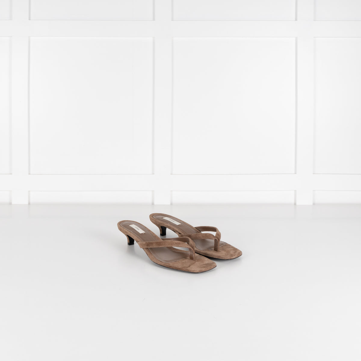 Toteme Beige Suede Flip Flop Kitten Heel
