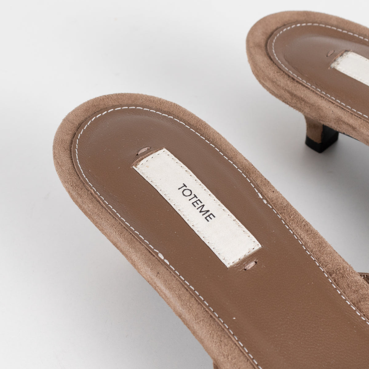 Toteme Beige Suede Flip Flop Kitten Heel