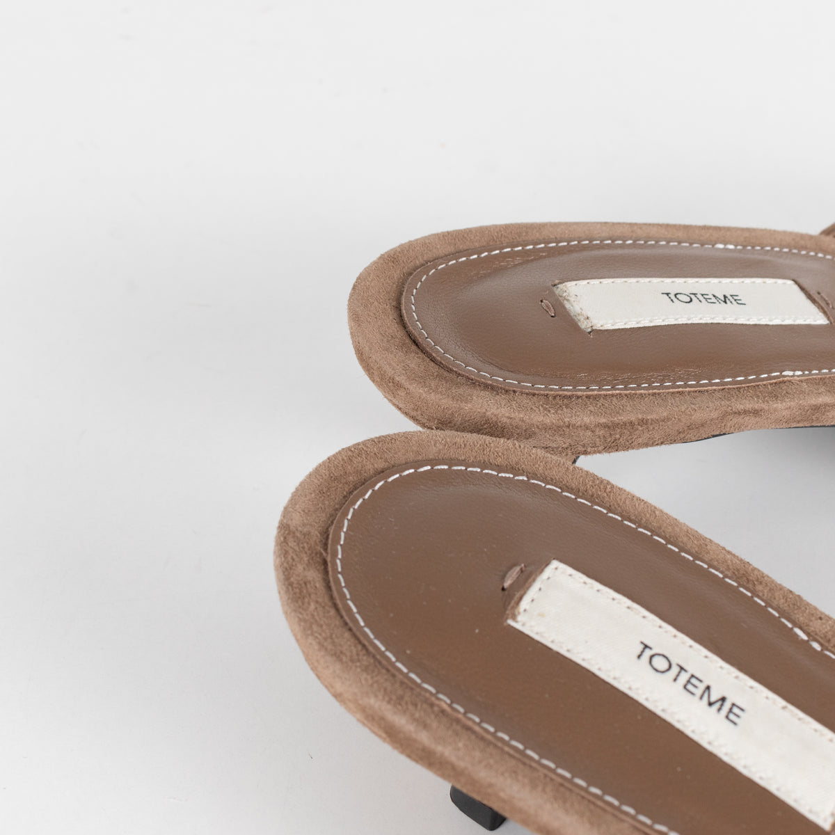 Toteme Beige Suede Flip Flop Kitten Heel