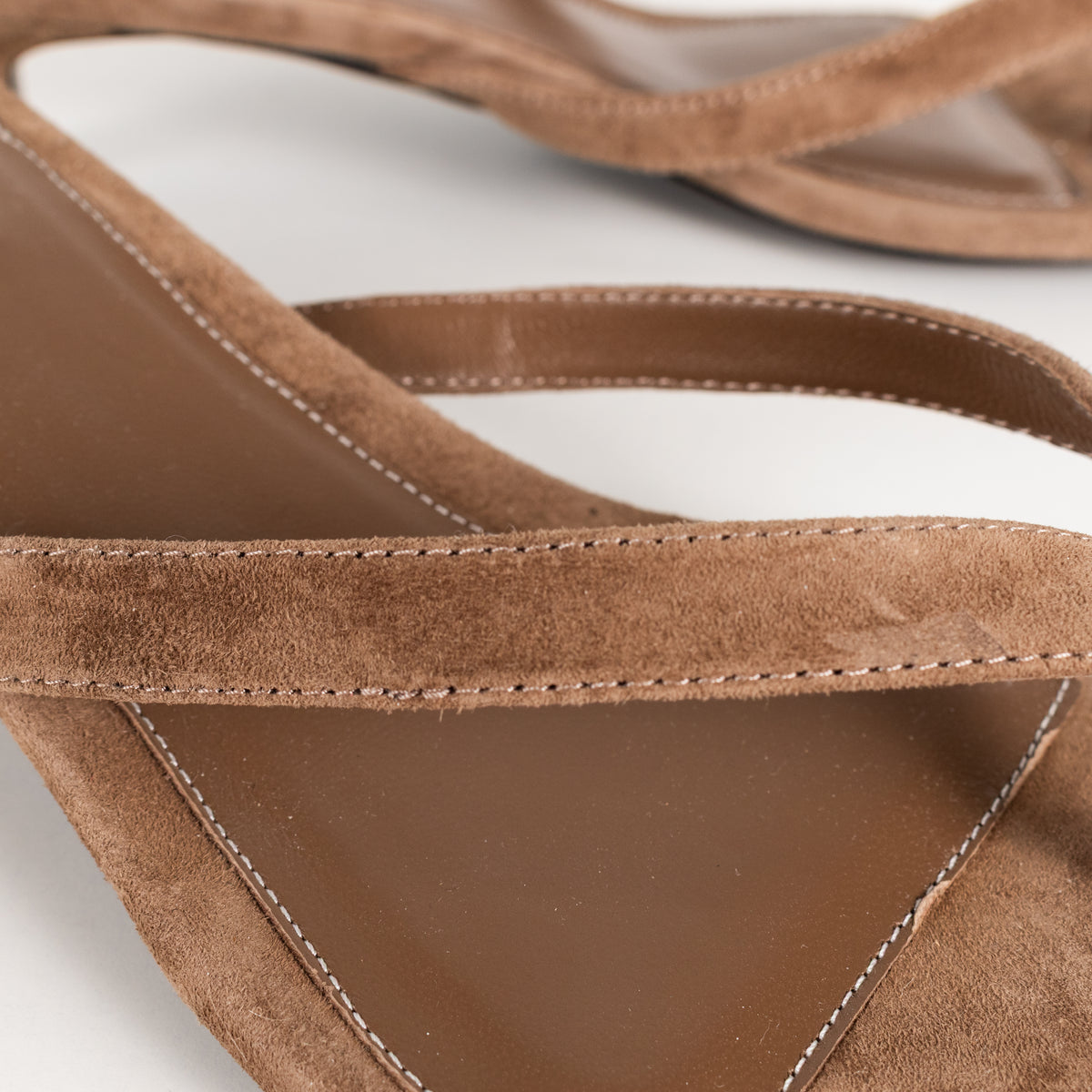 Toteme Beige Suede Flip Flop Kitten Heel