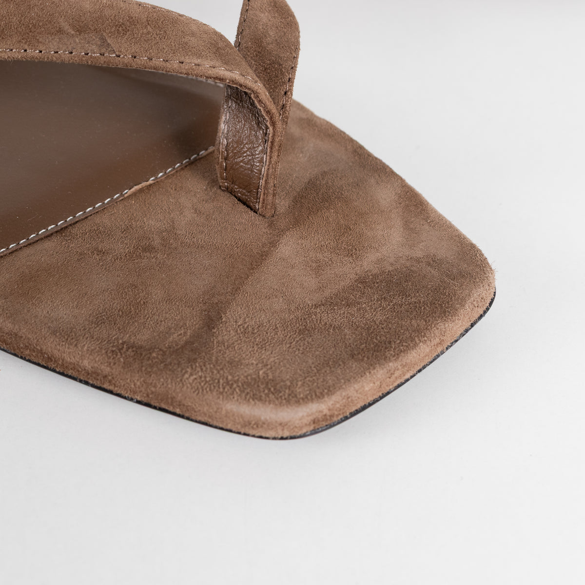 Toteme Beige Suede Flip Flop Kitten Heel