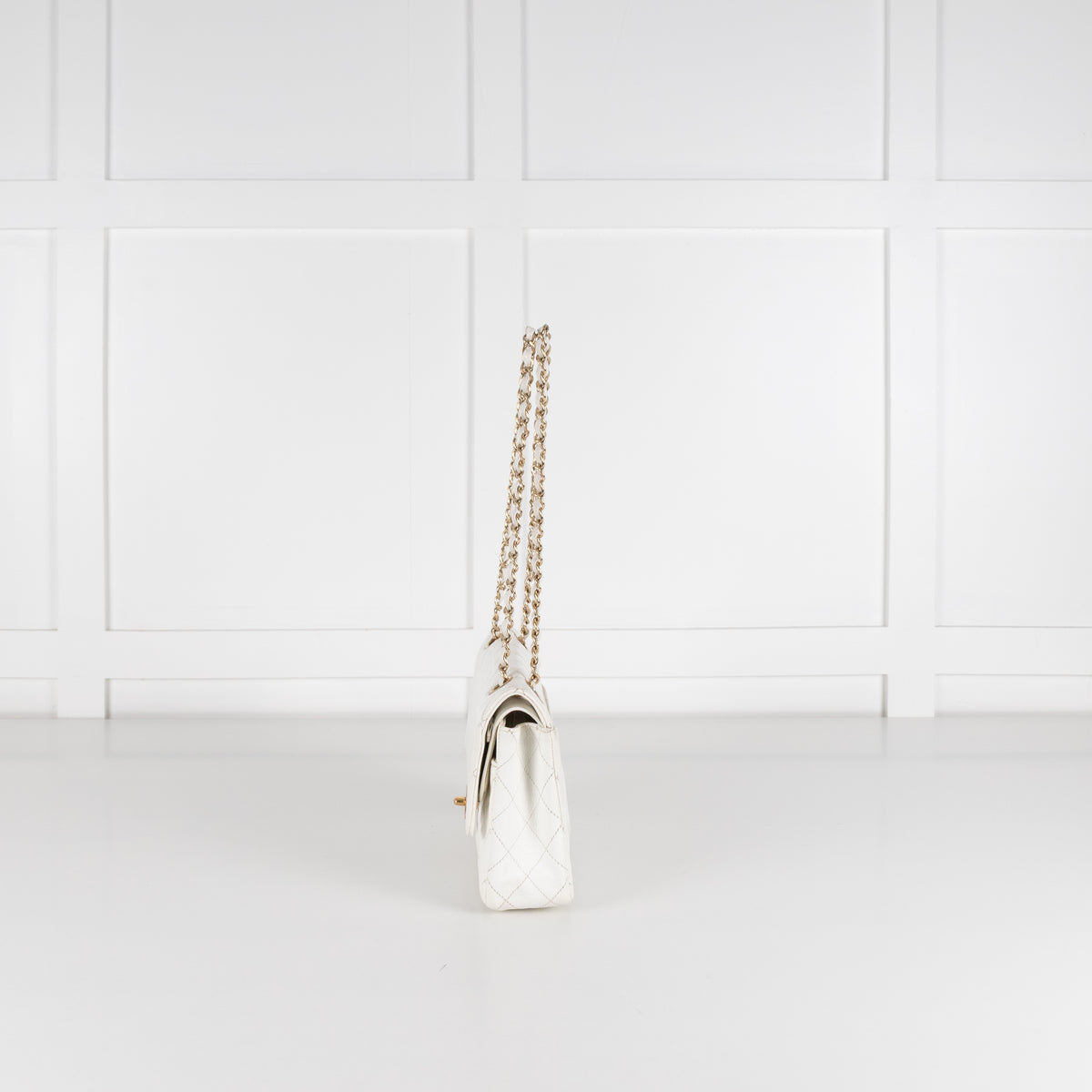 Chanel Vintage White Caviar Leather Medium Double Flap Bag