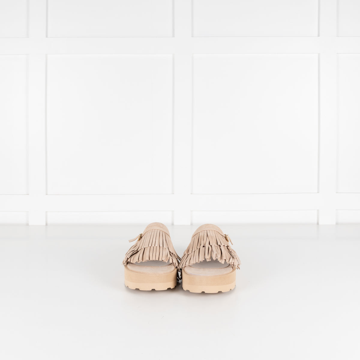 Gianvito Rossi Beige Suede Tassle Mules