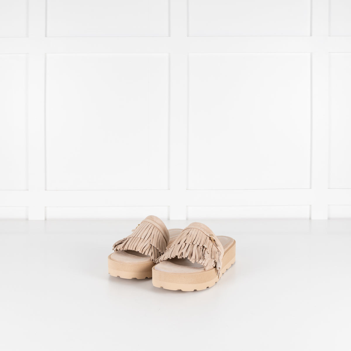 Gianvito Rossi Beige Suede Tassle Mules