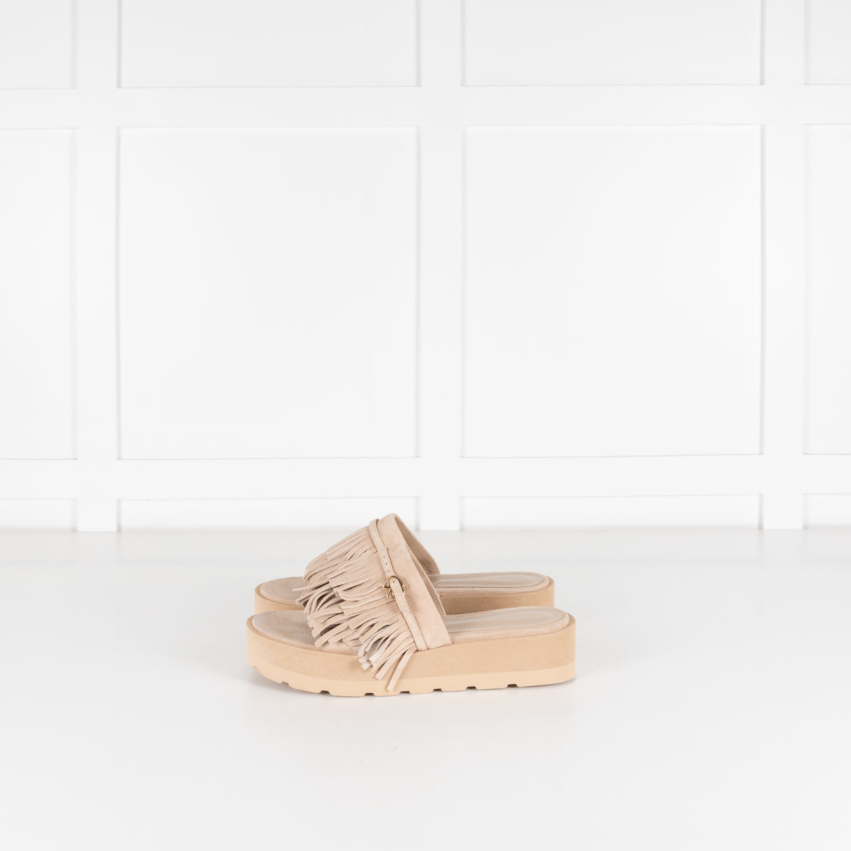 Gianvito Rossi Beige Suede Tassle Mules