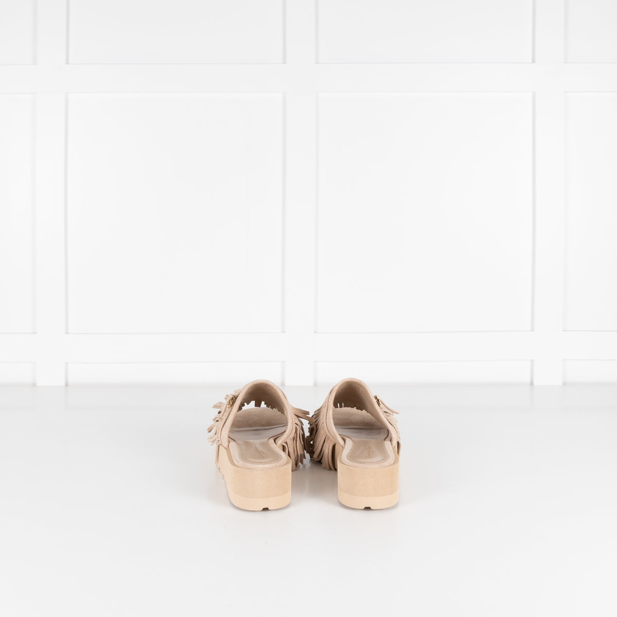 Gianvito Rossi Beige Suede Tassle Mules