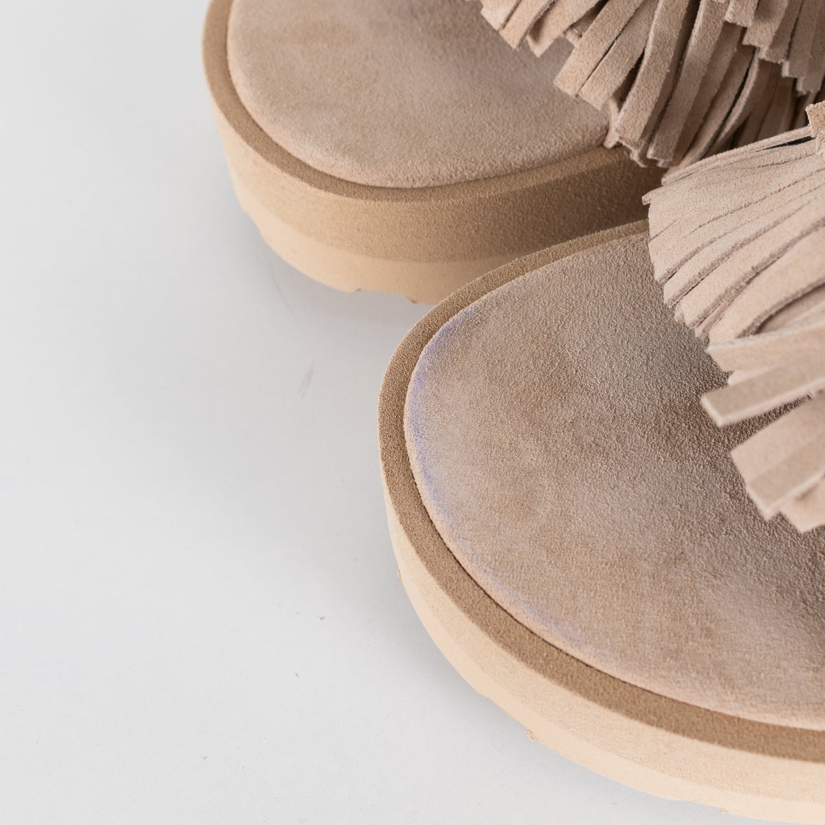 Gianvito Rossi Beige Suede Tassle Mules