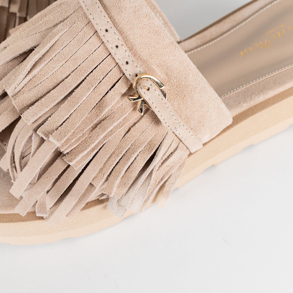 Gianvito Rossi Beige Suede Tassle Mules