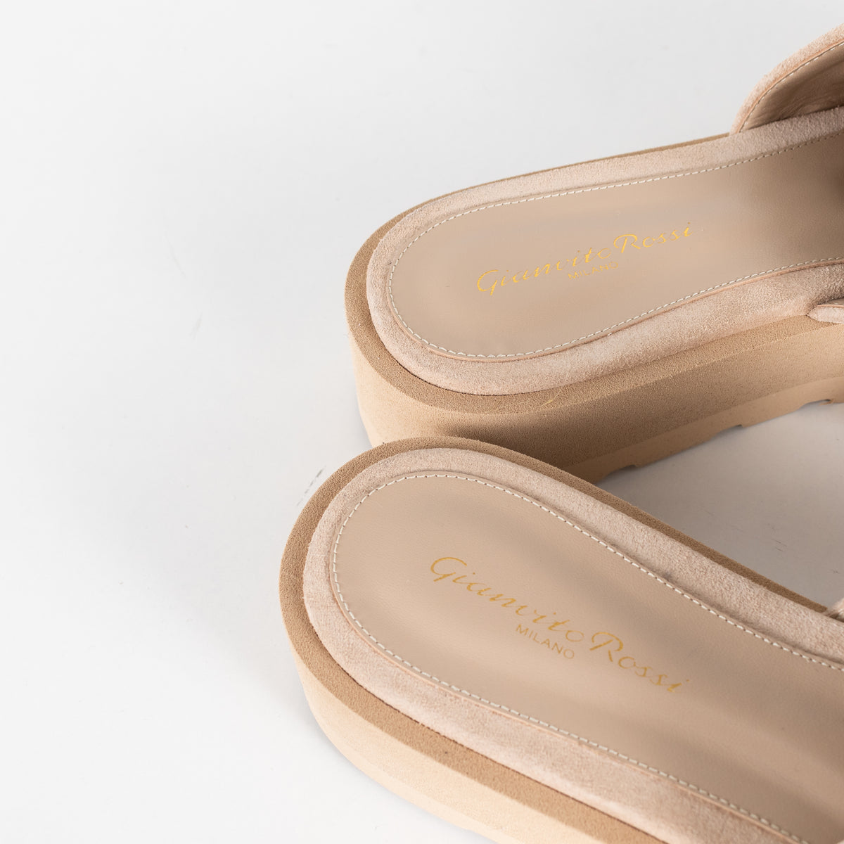 Gianvito Rossi Beige Suede Tassle Mules