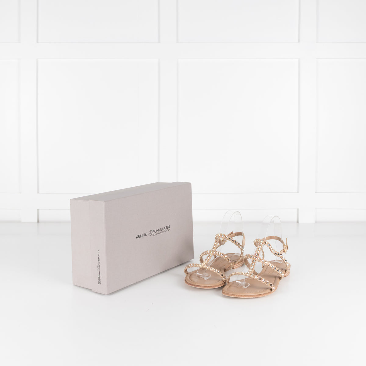 Kennel & Schmenger Beige Crystal Flat Sandals