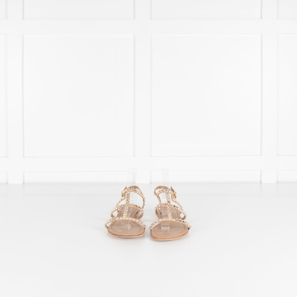 Kennel & Schmenger Beige Crystal Flat Sandals