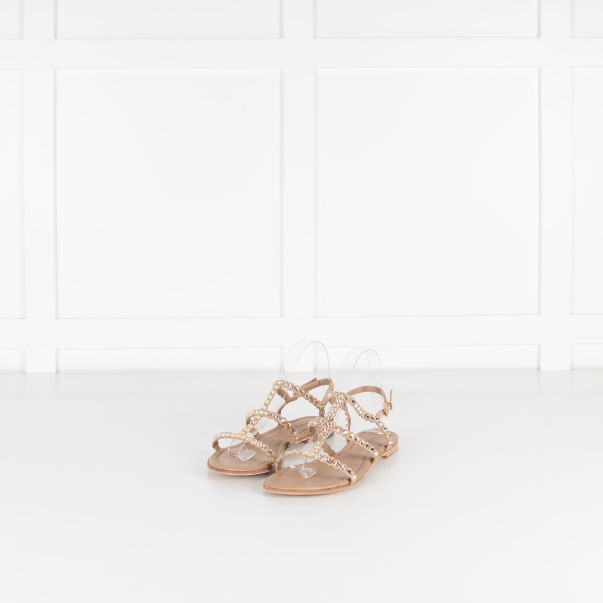 Kennel & Schmenger Beige Crystal Flat Sandals