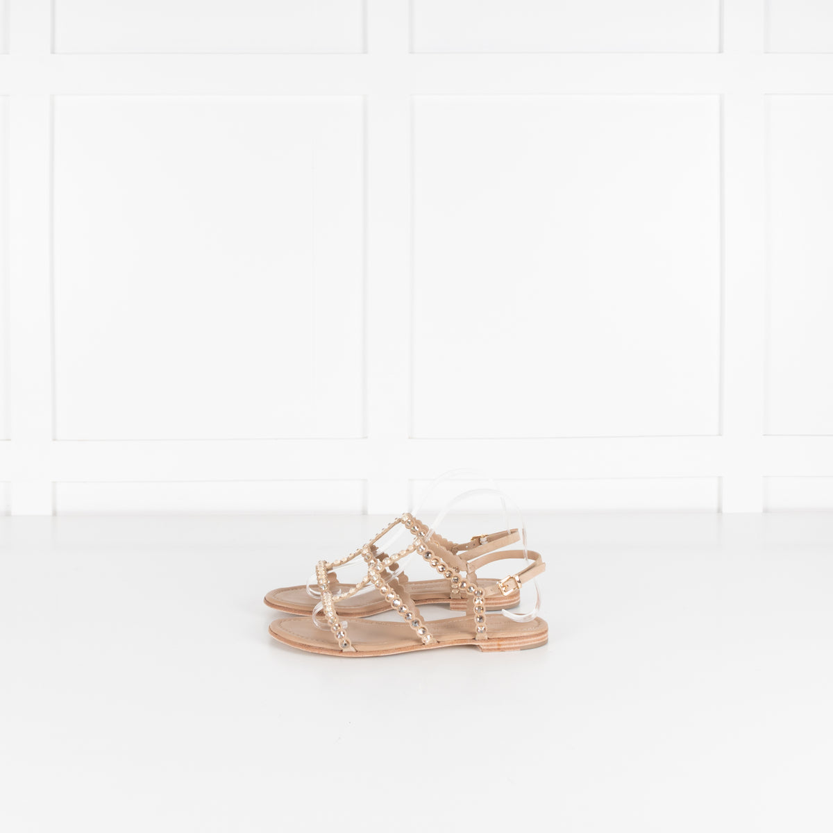 Kennel & Schmenger Beige Crystal Flat Sandals