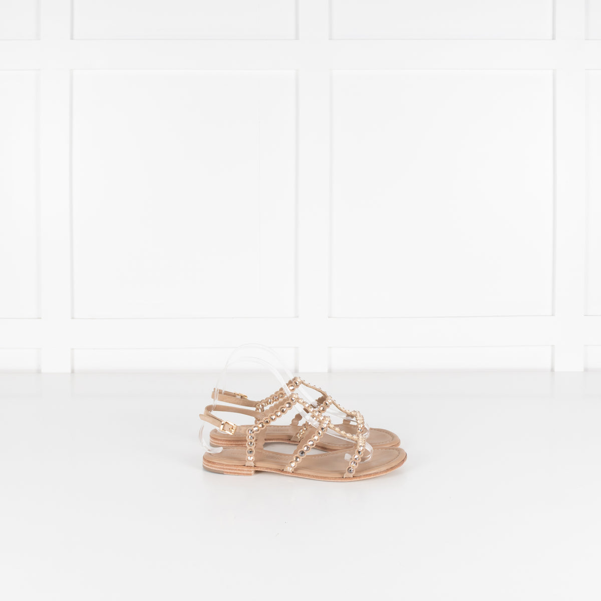Kennel & Schmenger Beige Crystal Flat Sandals