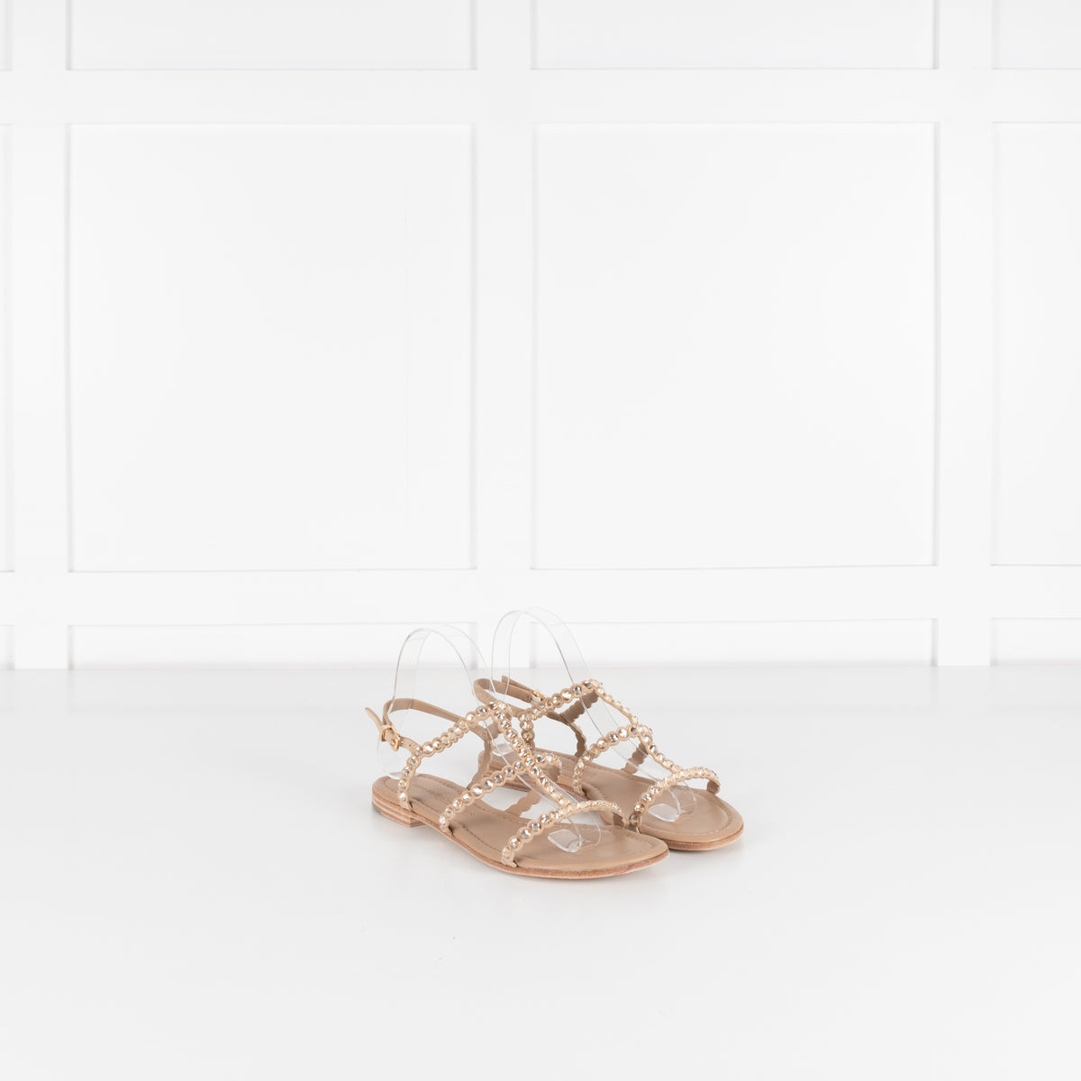 Kennel & Schmenger Beige Crystal Flat Sandals