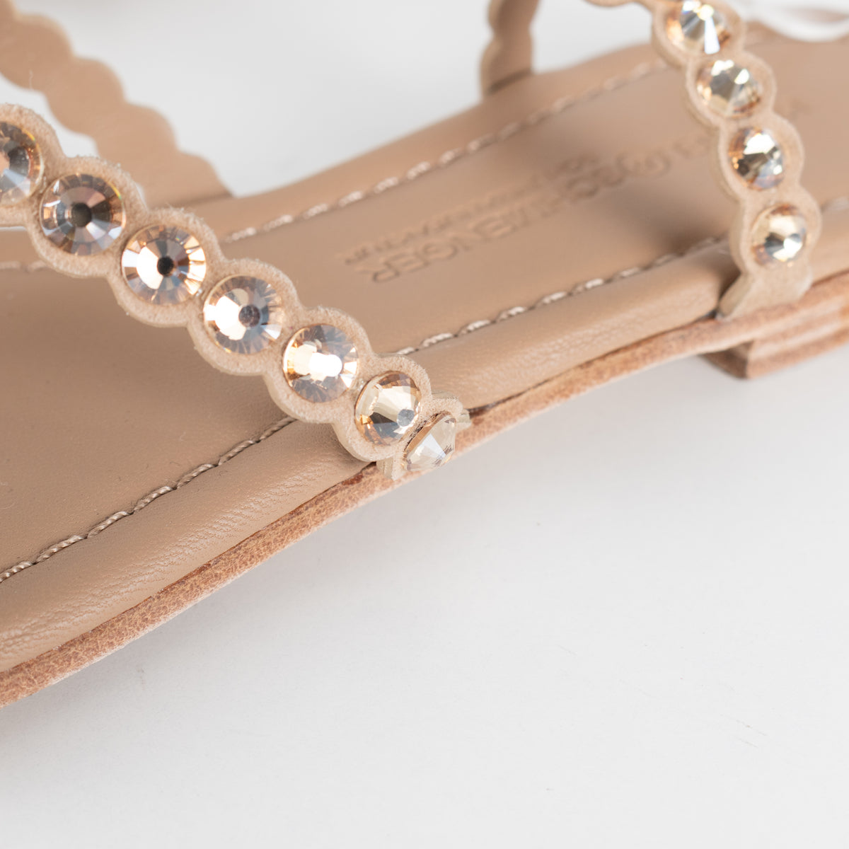 Kennel & Schmenger Beige Crystal Flat Sandals