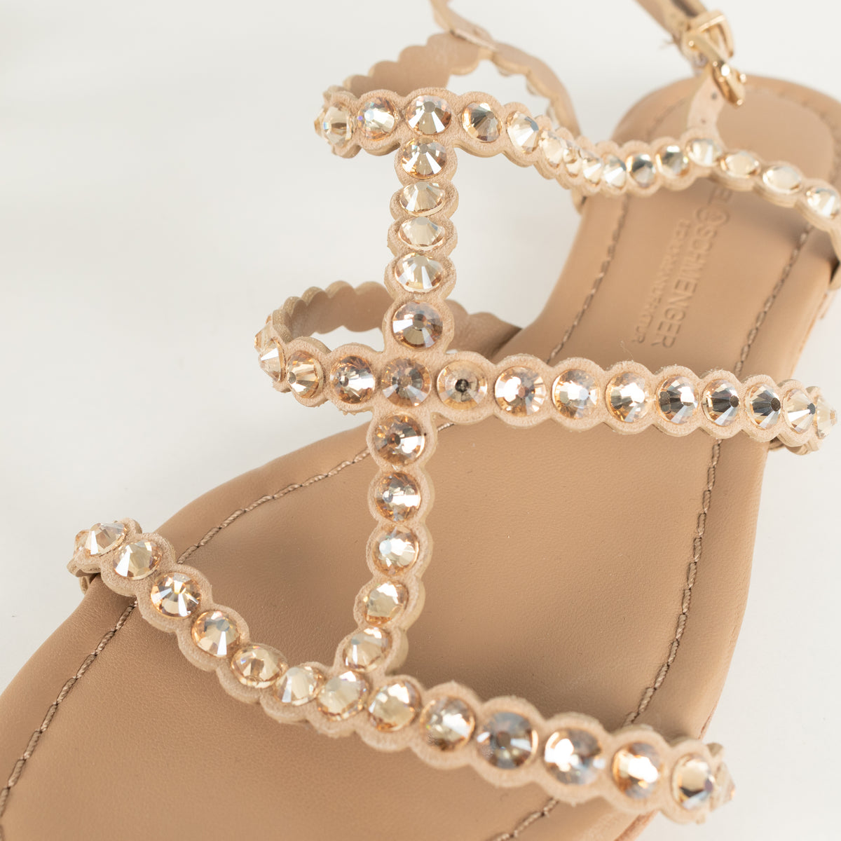 Kennel & Schmenger Beige Crystal Flat Sandals
