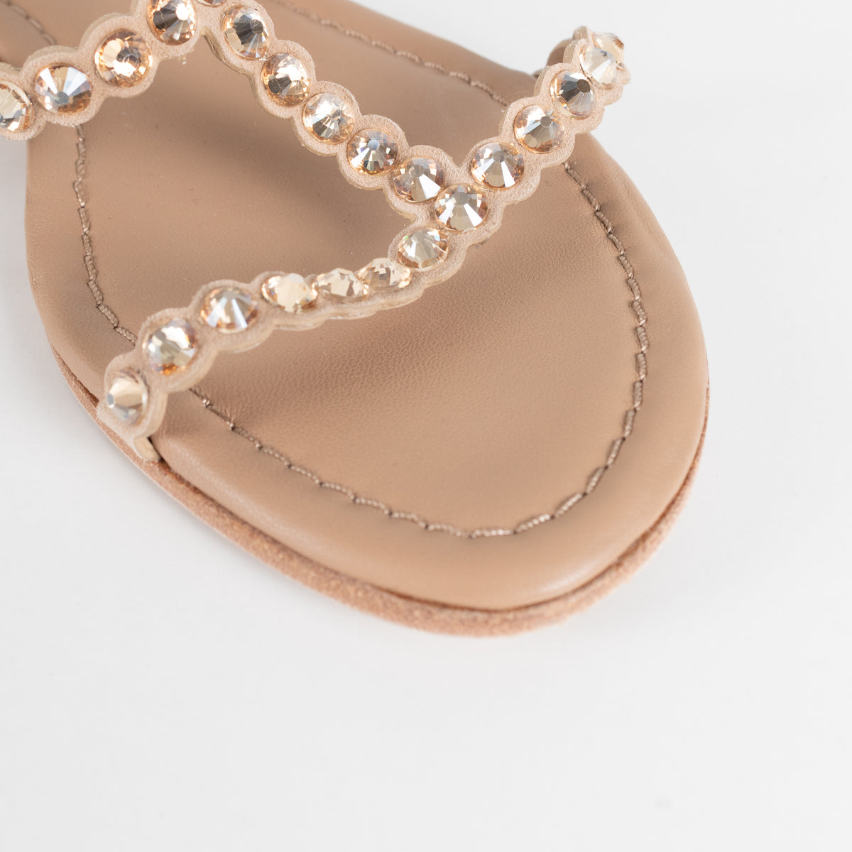 Kennel & Schmenger Beige Crystal Flat Sandals