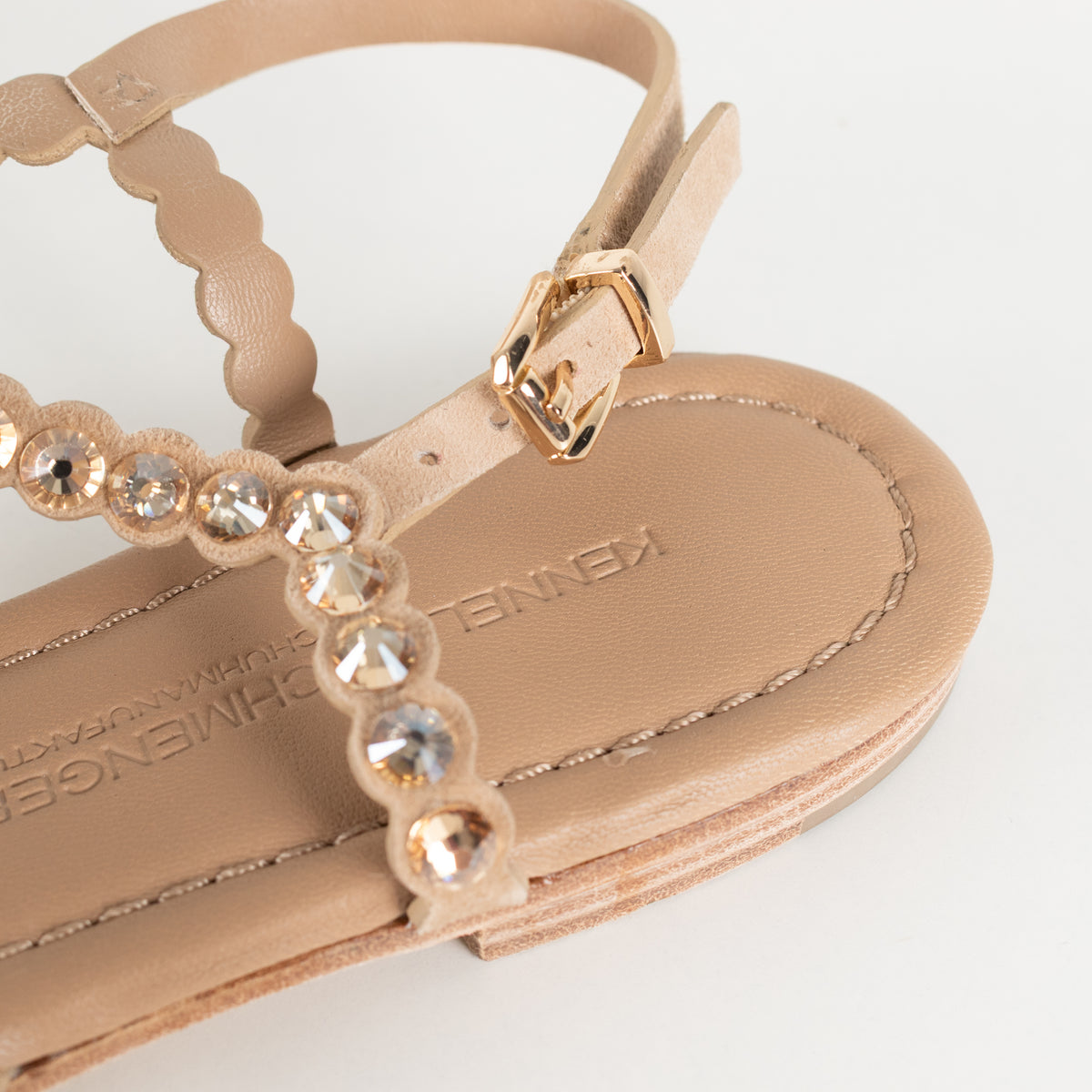 Kennel & Schmenger Beige Crystal Flat Sandals