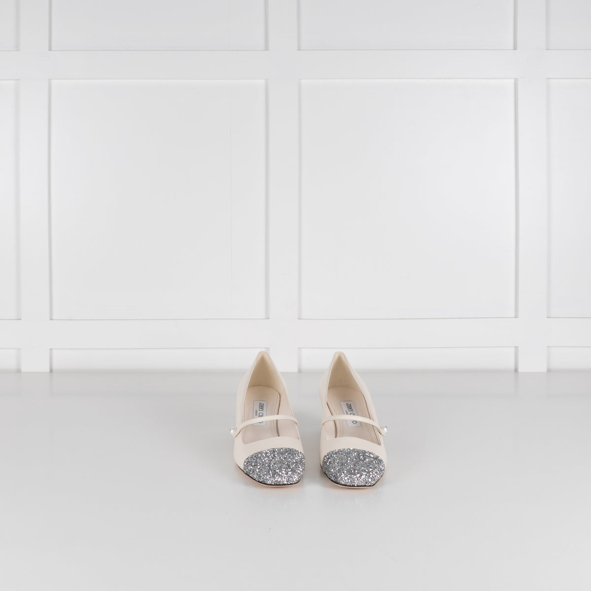 Jimmy Choo White Glitter Toe Elisa Mary Jane