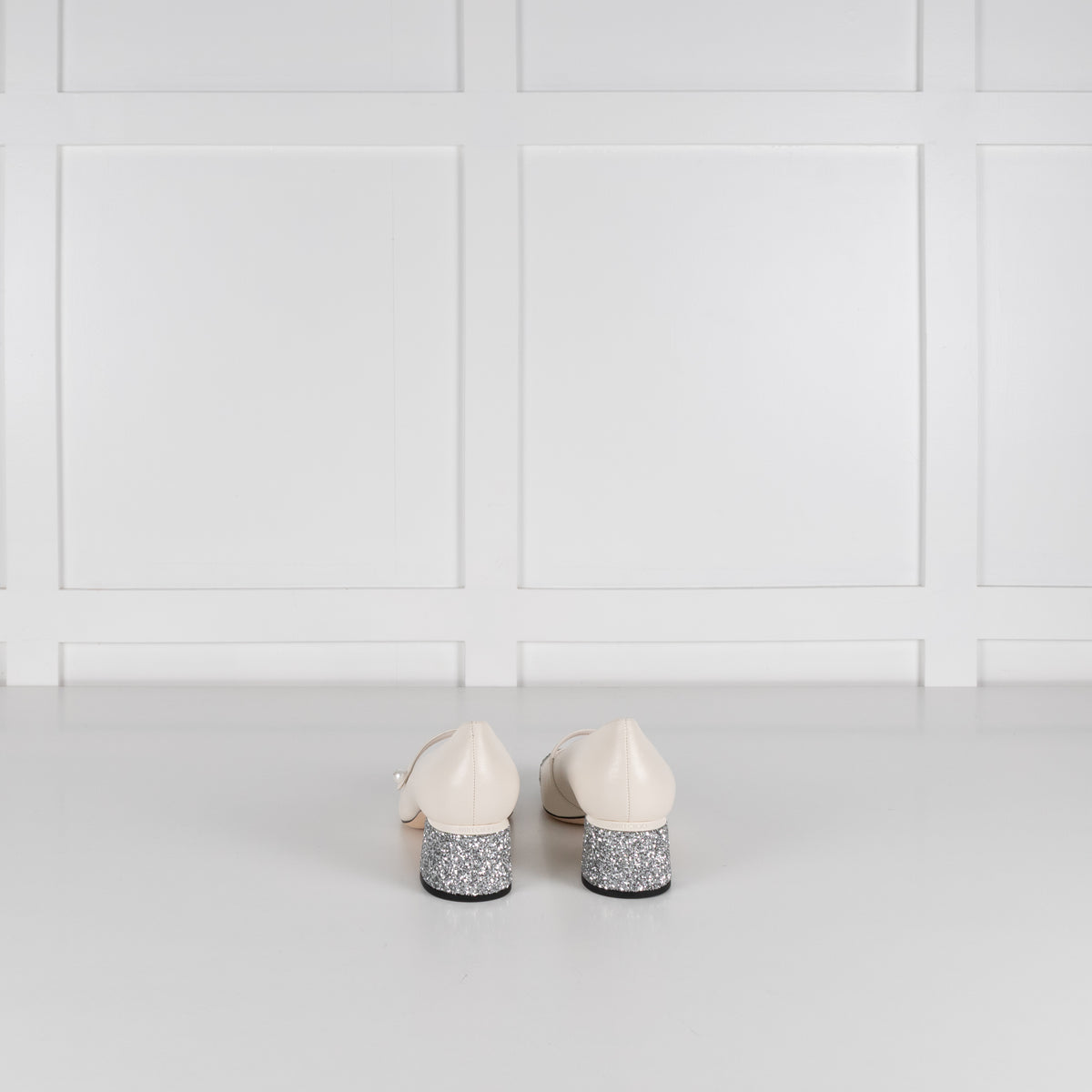 Jimmy Choo White Glitter Toe Elisa Mary Jane