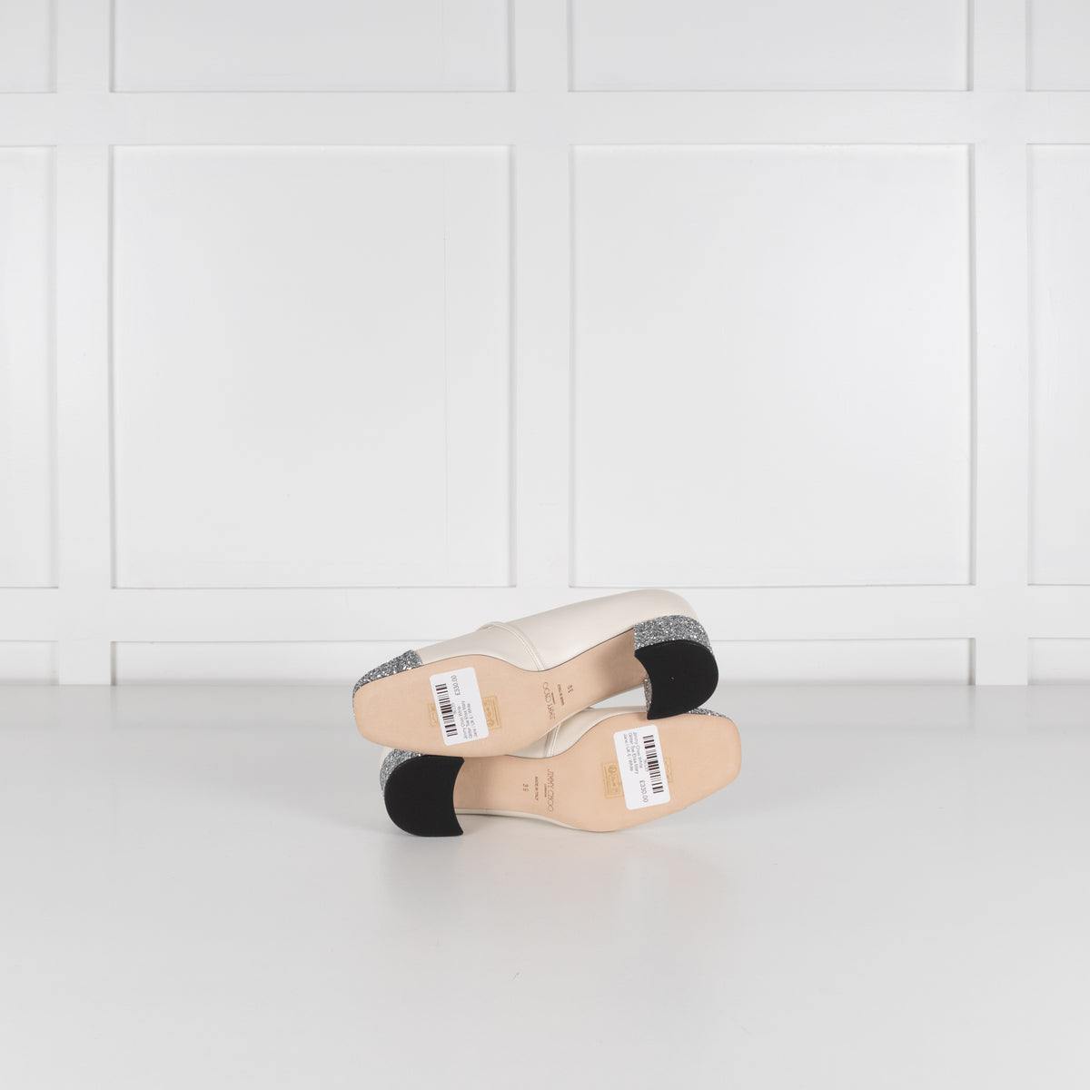 Jimmy Choo White Glitter Toe Elisa Mary Jane