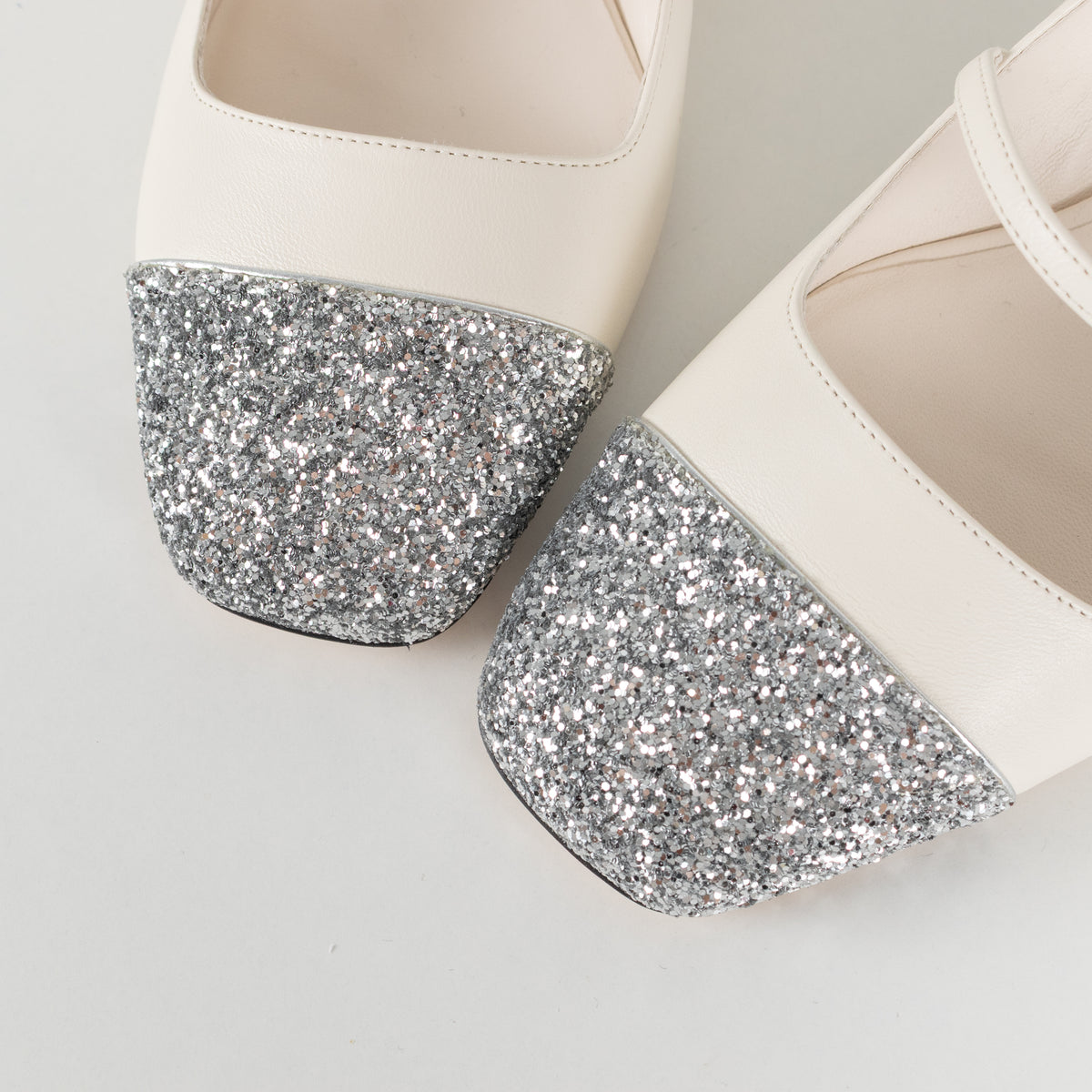 Jimmy Choo White Glitter Toe Elisa Mary Jane