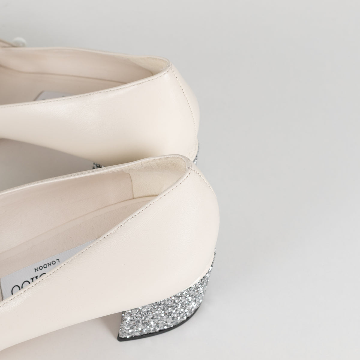 Jimmy Choo White Glitter Toe Elisa Mary Jane