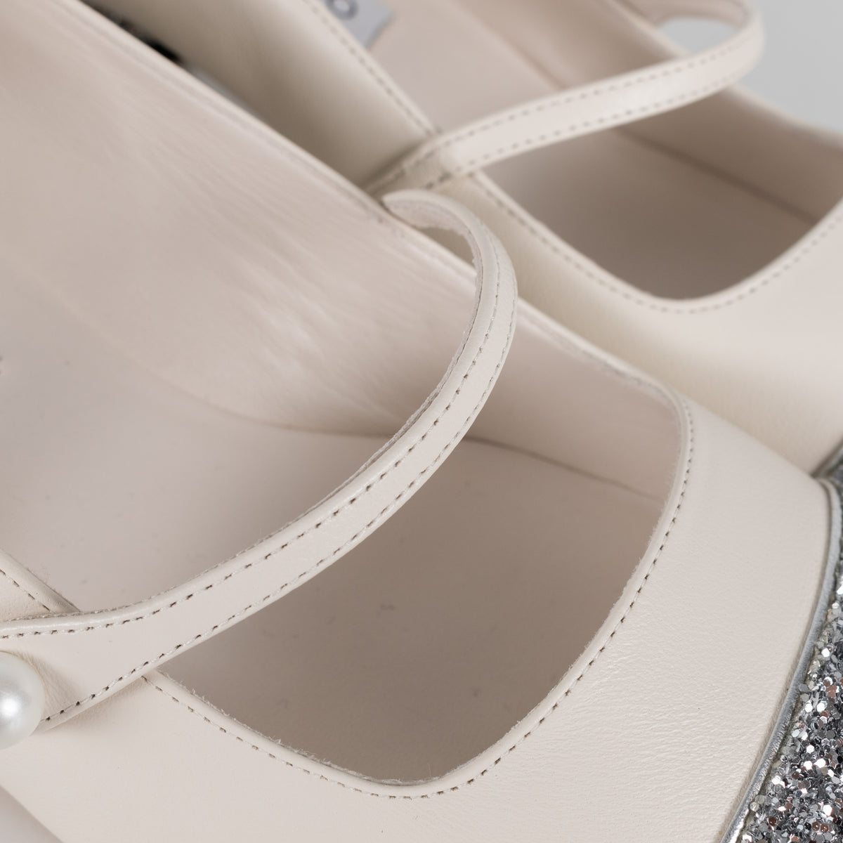 Jimmy Choo White Glitter Toe Elisa Mary Jane