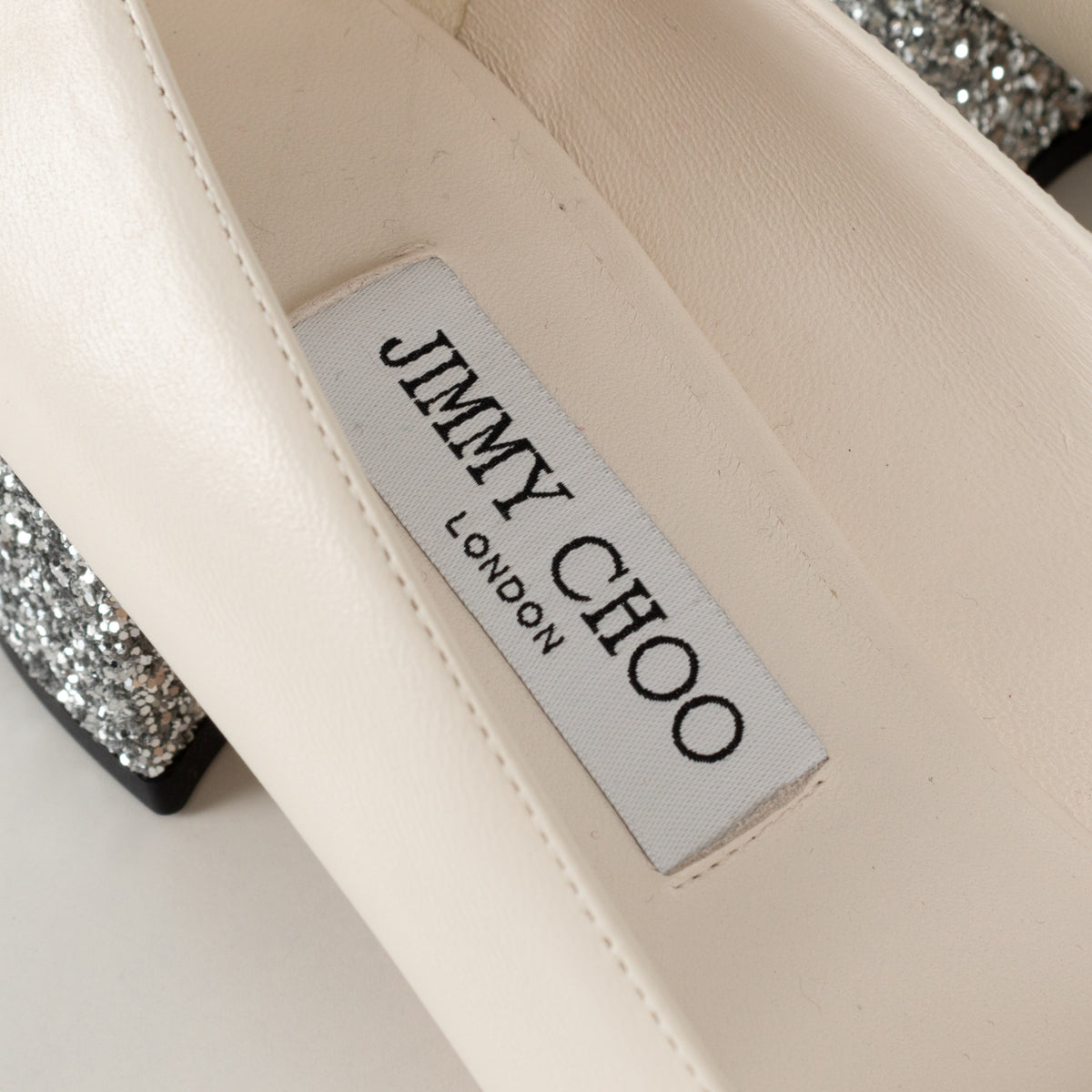 Jimmy Choo White Glitter Toe Elisa Mary Jane