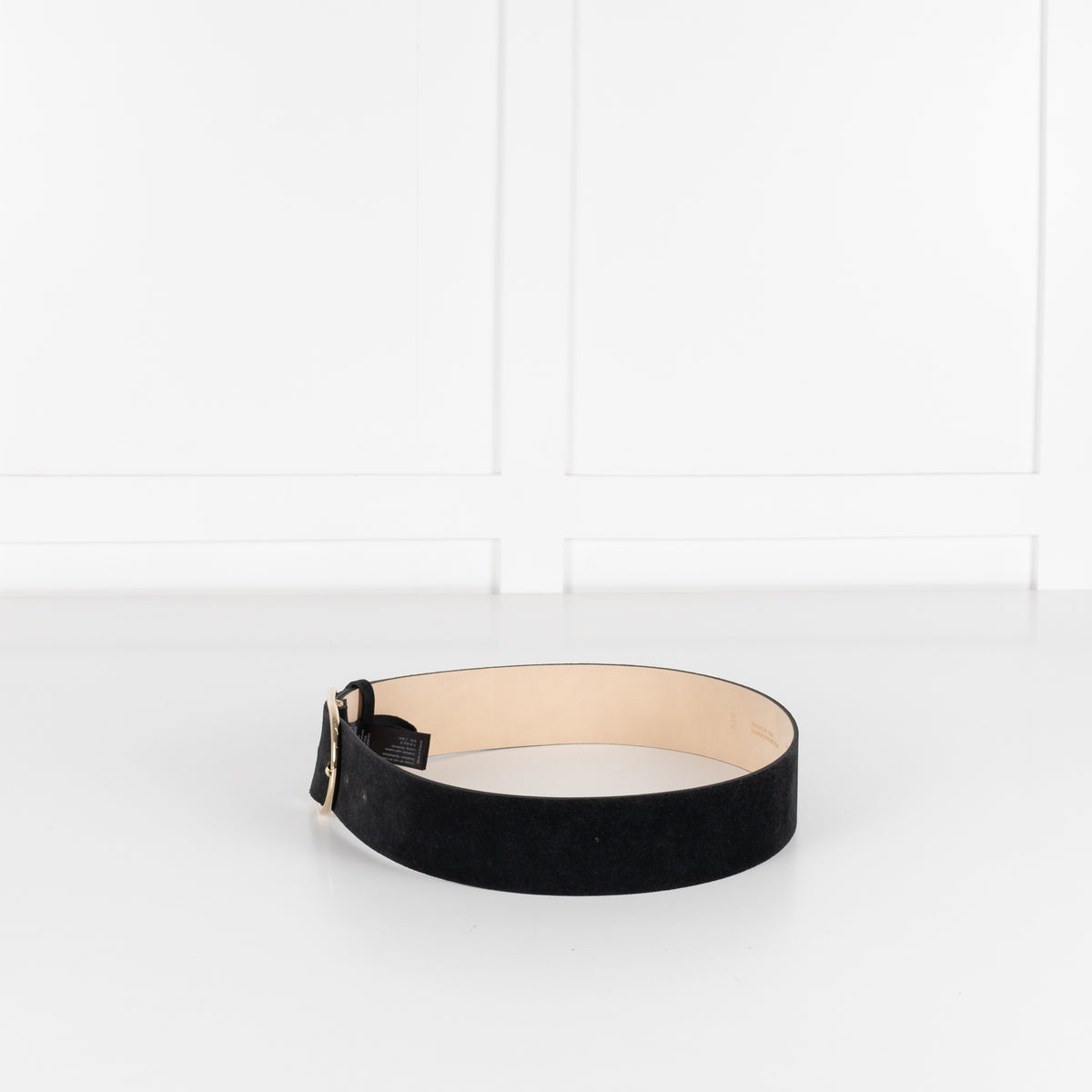 BA&SH Black Suede Wide Belt With Gold Buckle