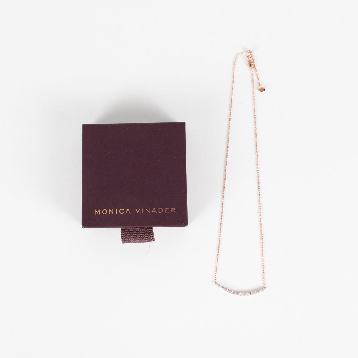 Monica Vinader Skinny Curve 18k Gold & Diamond Necklace