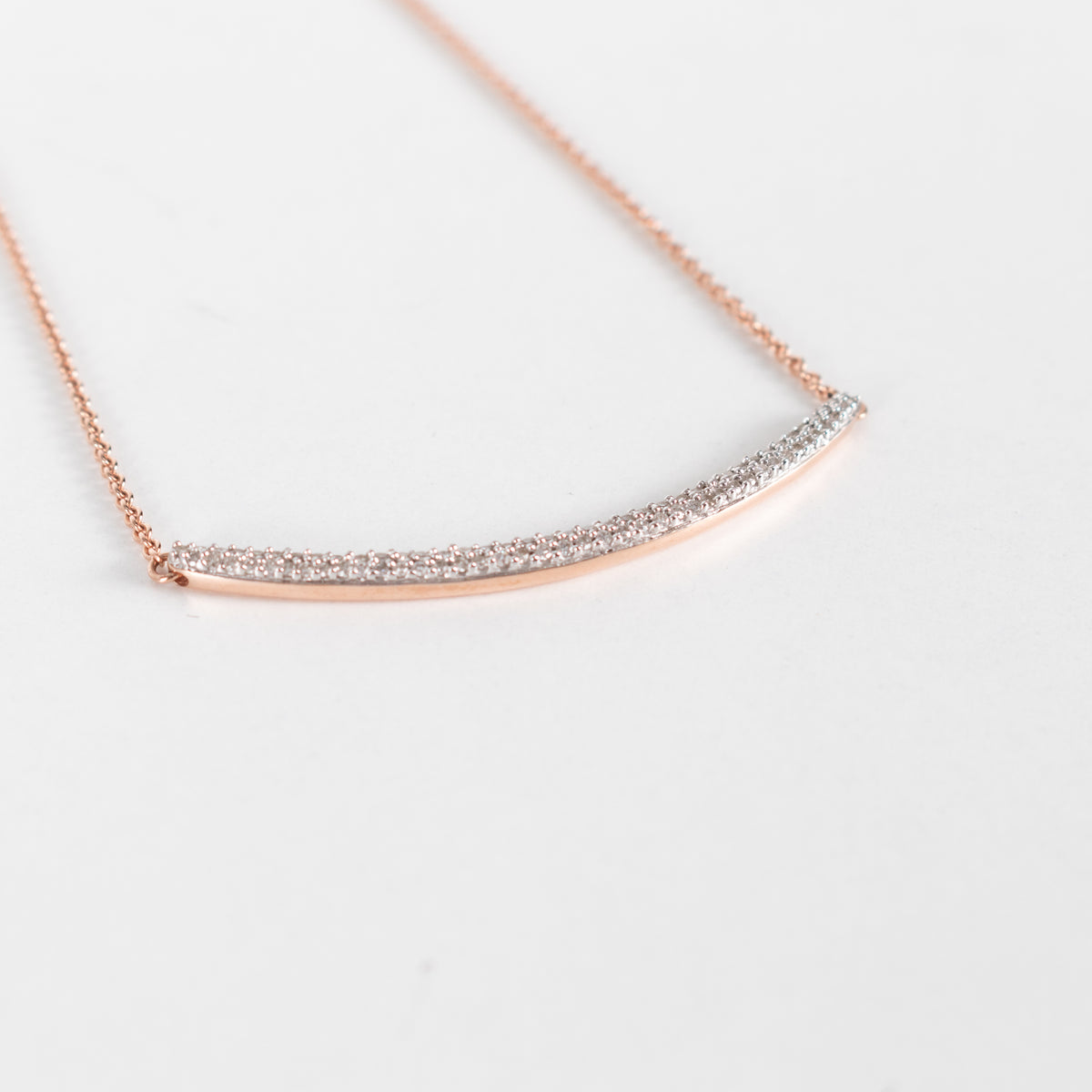 Monica Vinader Skinny Curve 18k Gold & Diamond Necklace