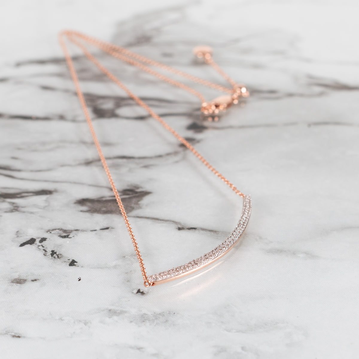 Monica Vinader Skinny Curve 18k Gold & Diamond Necklace