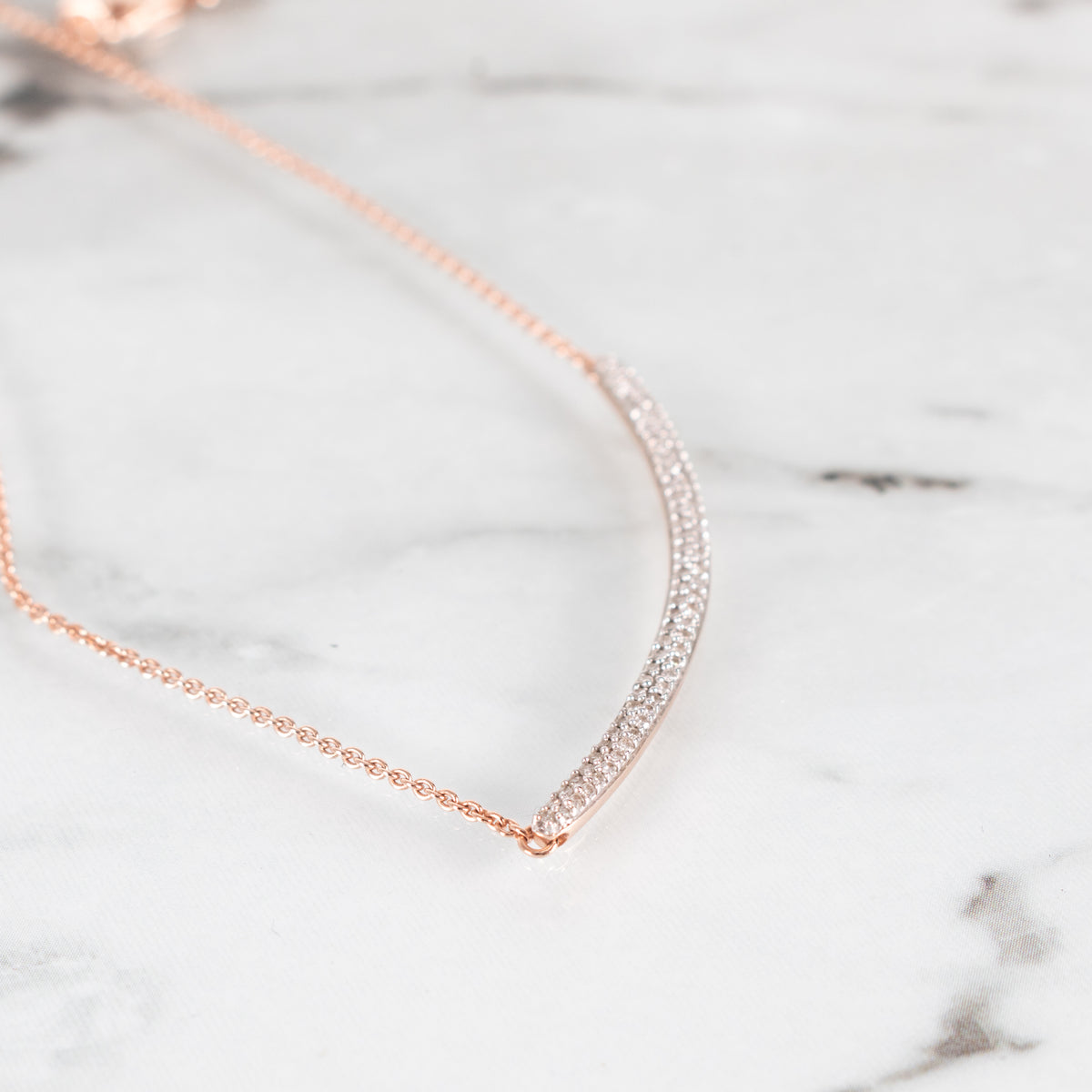 Monica Vinader Skinny Curve 18k Gold & Diamond Necklace