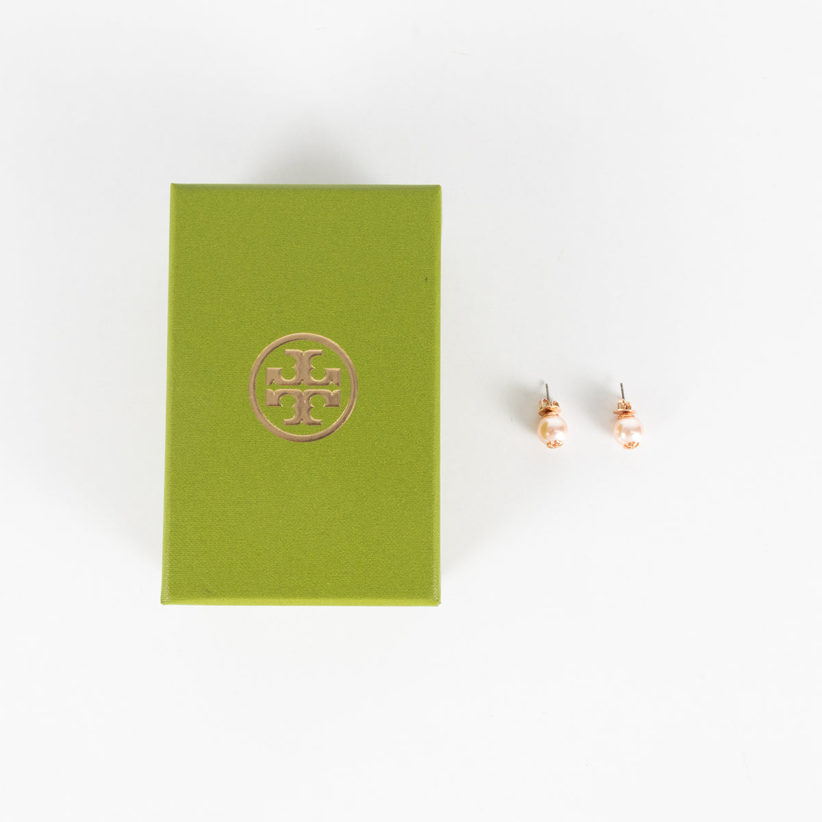 Tory Burch Kira Gold Plated Brass Stud Pearl Earrings