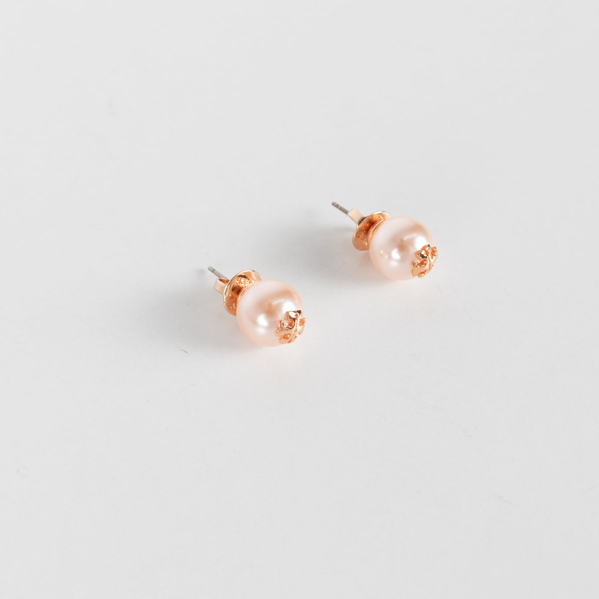 Tory Burch Kira Gold Plated Brass Stud Pearl Earrings
