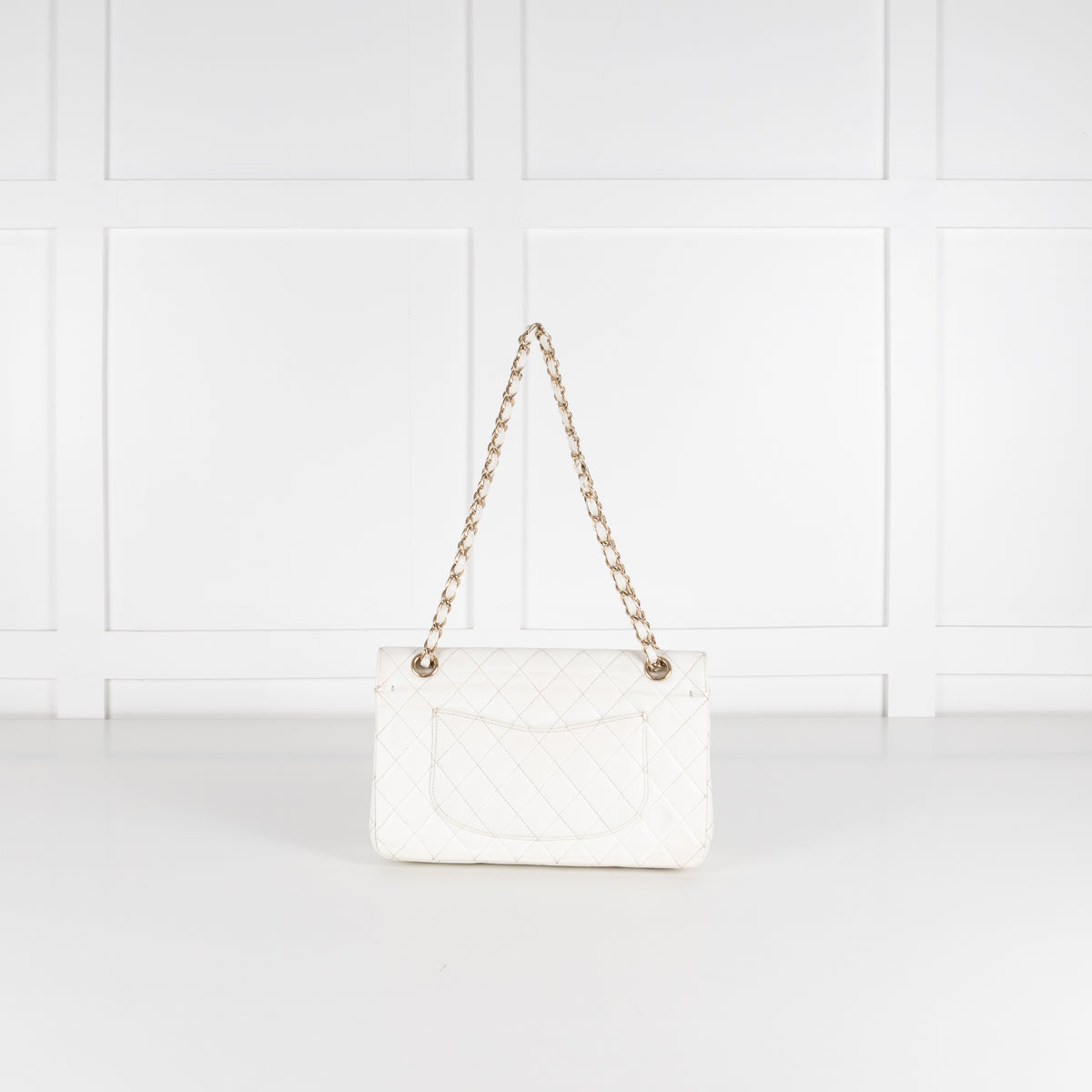 Chanel Vintage White Caviar Leather Medium Double Flap Bag